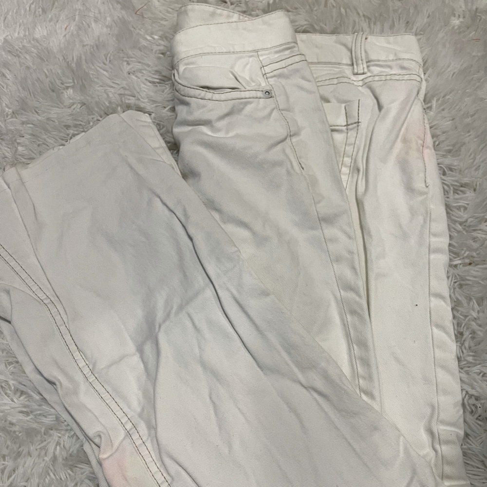 White straight leg jeans